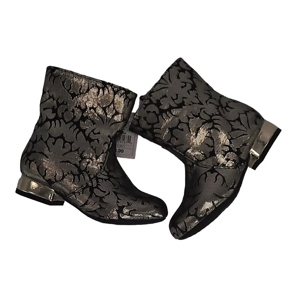 Genuine Kids Oshkosh Girls Gold Black‎ Caley Zipper Fashion Boots NEW Size 6